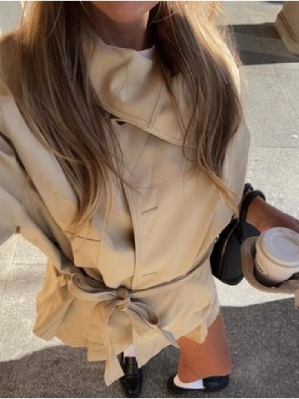 Zara Tan Belted Short Trench Coat - Picture 7 of 8